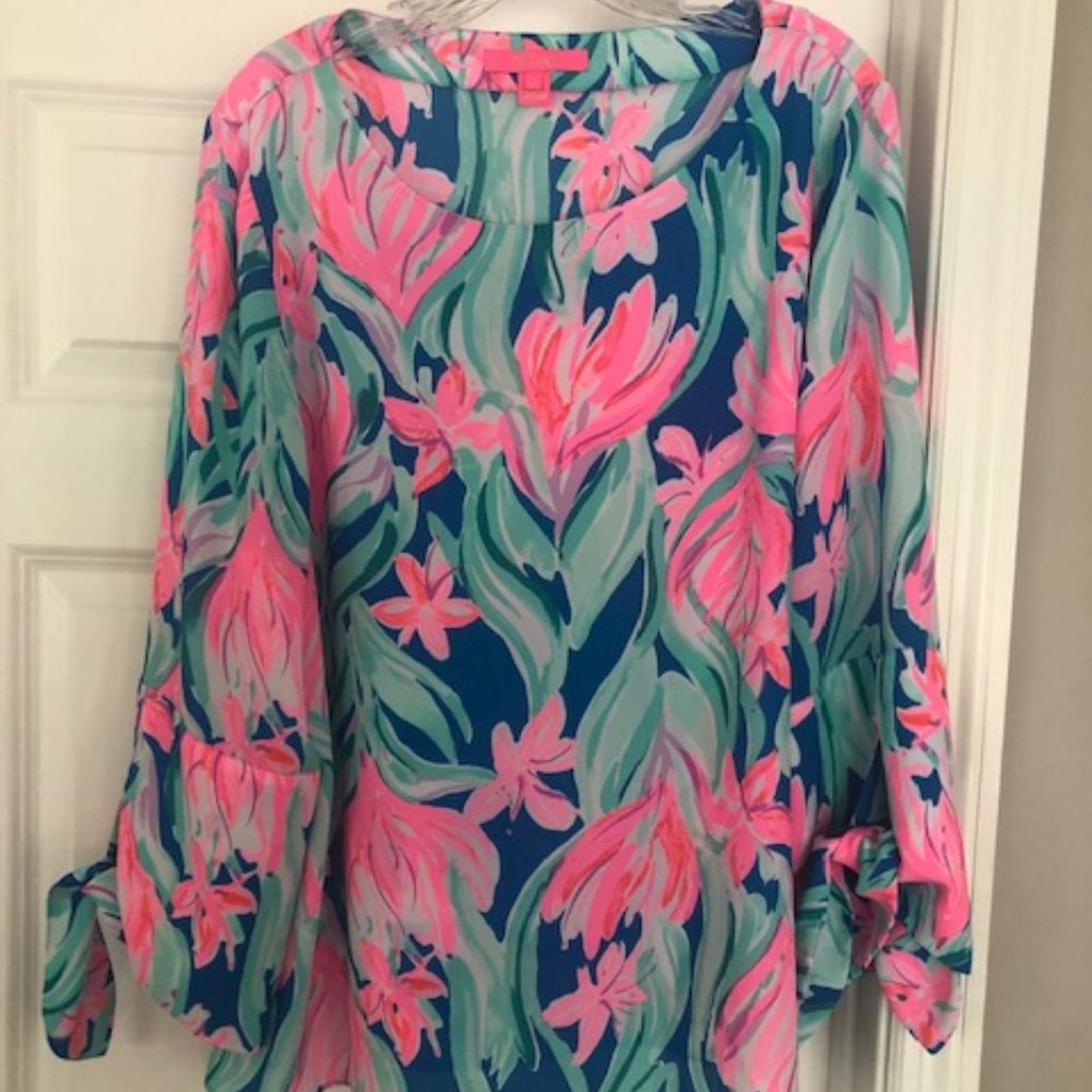 Lilly Pulitzer Long-Sleeve Bright Shirt; Size XL